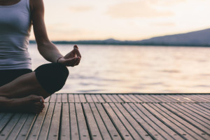 Woman doing yoga outdoors